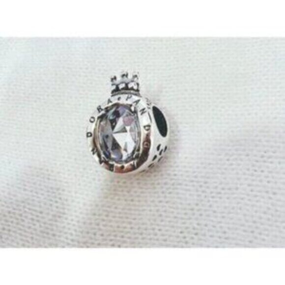 Pandora Sterling Silver Clear Sparkling Crown O Charm For Bracelet S925ALE Silve - Picture 5 of 5